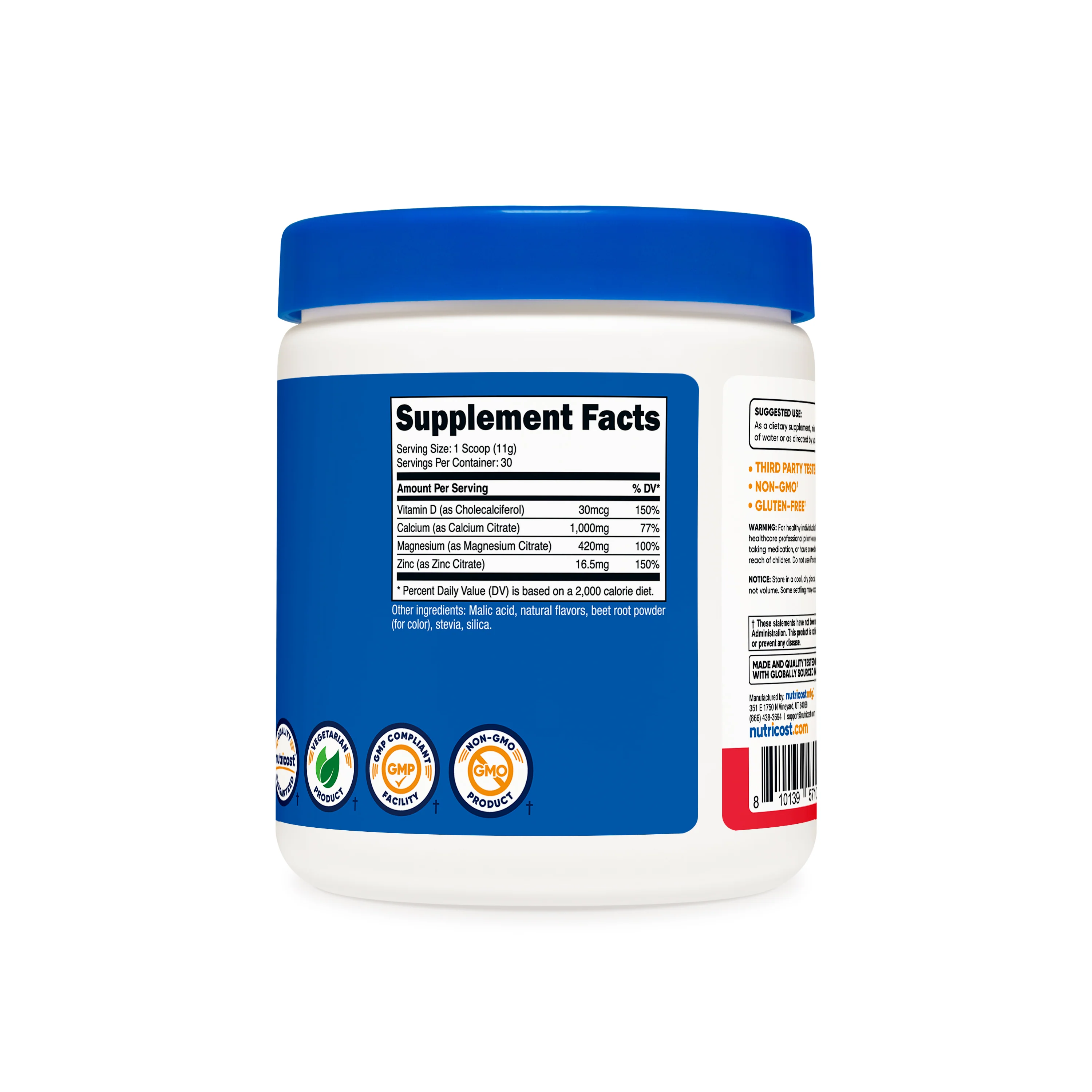 Nutricost Calcium + Magnesium + Zinc Citrates with Vitamin D3 Powder - Image 2