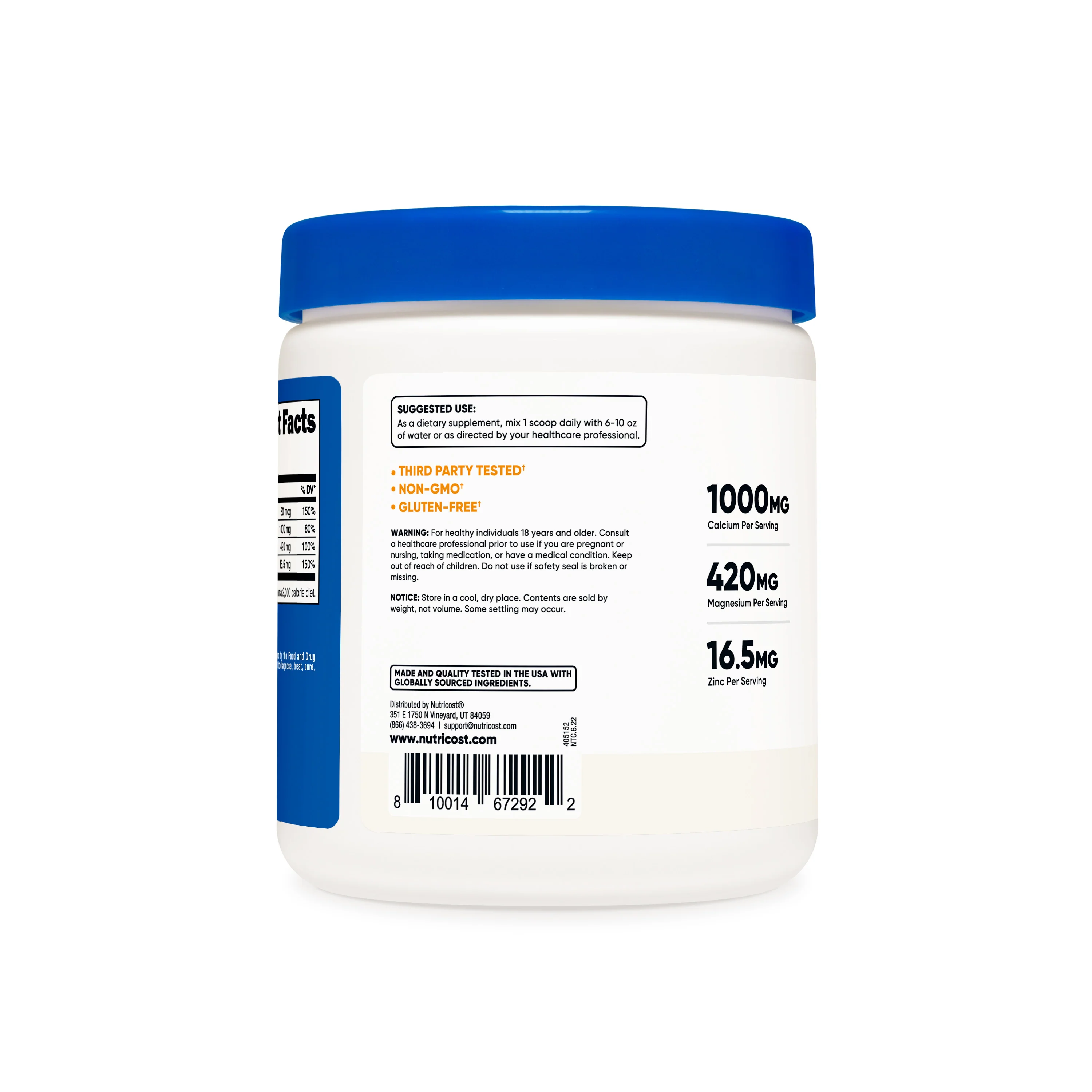 Nutricost Calcium + Magnesium + Zinc Citrates with Vitamin D3 Powder - Image 21