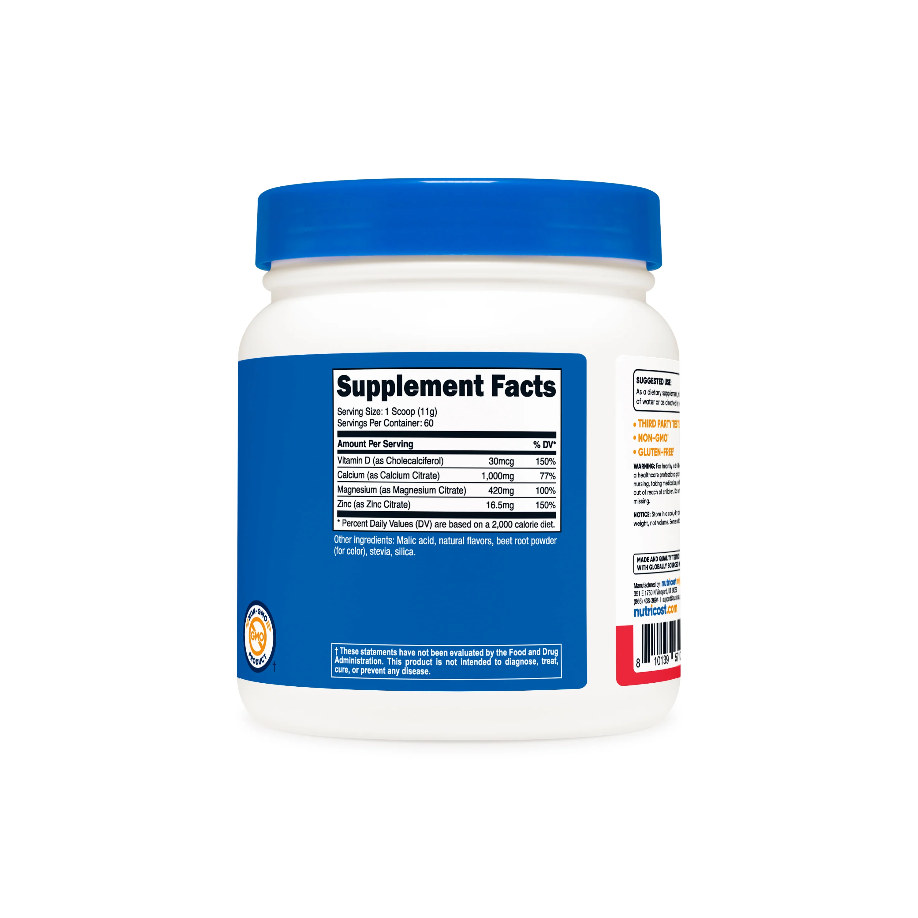 Nutricost Calcium + Magnesium + Zinc Citrates with Vitamin D3 Powder - Image 5