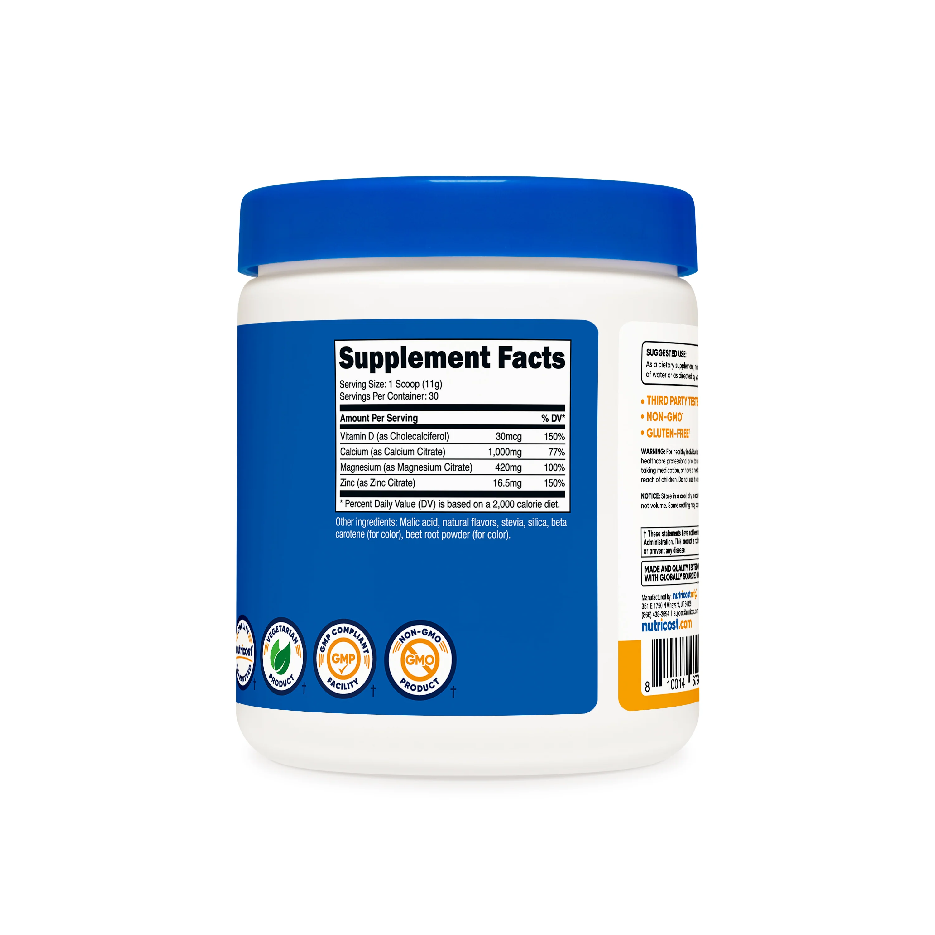 Nutricost Calcium + Magnesium + Zinc Citrates with Vitamin D3 Powder - Image 8