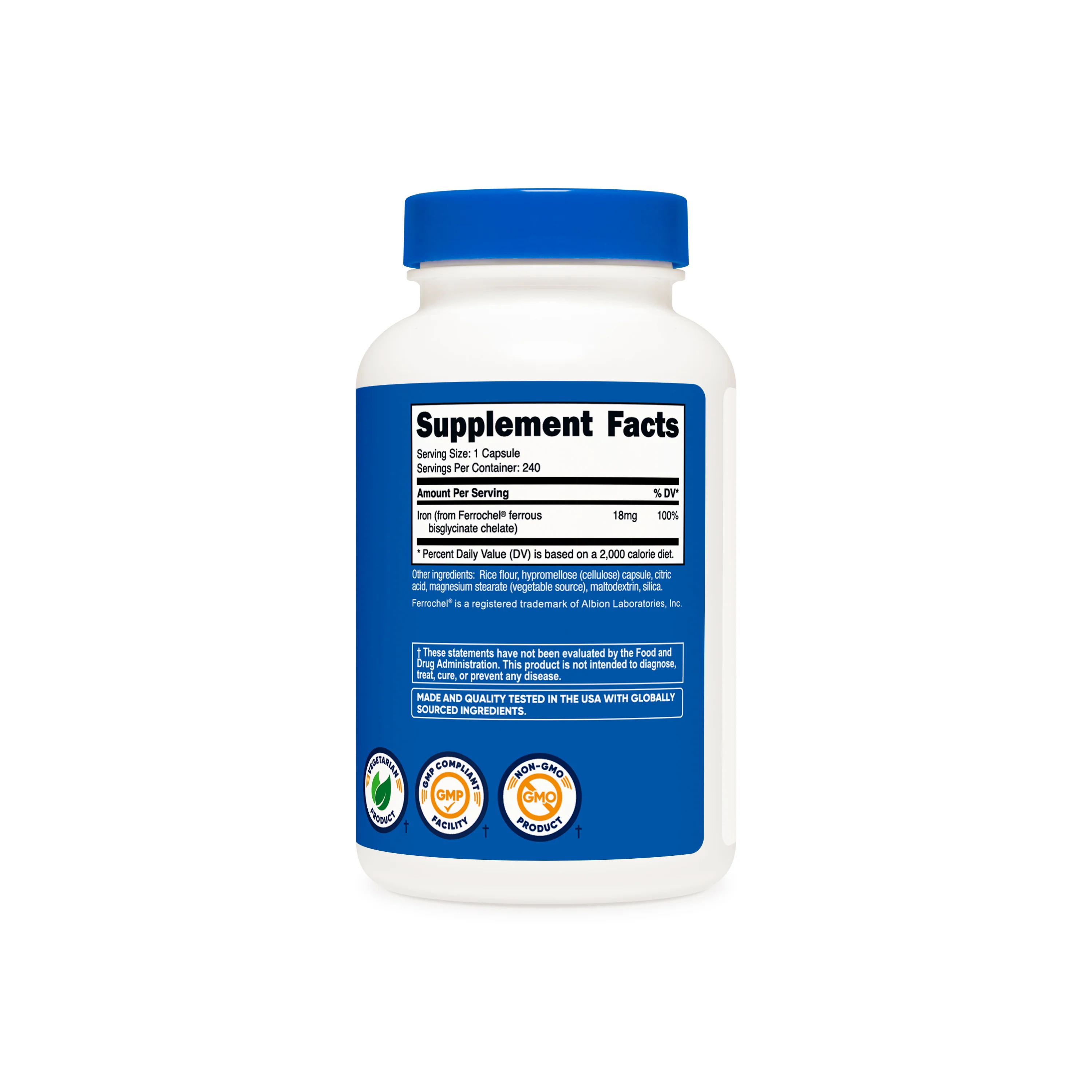 Nutricost Ferrochel Iron Capsules - Image 2