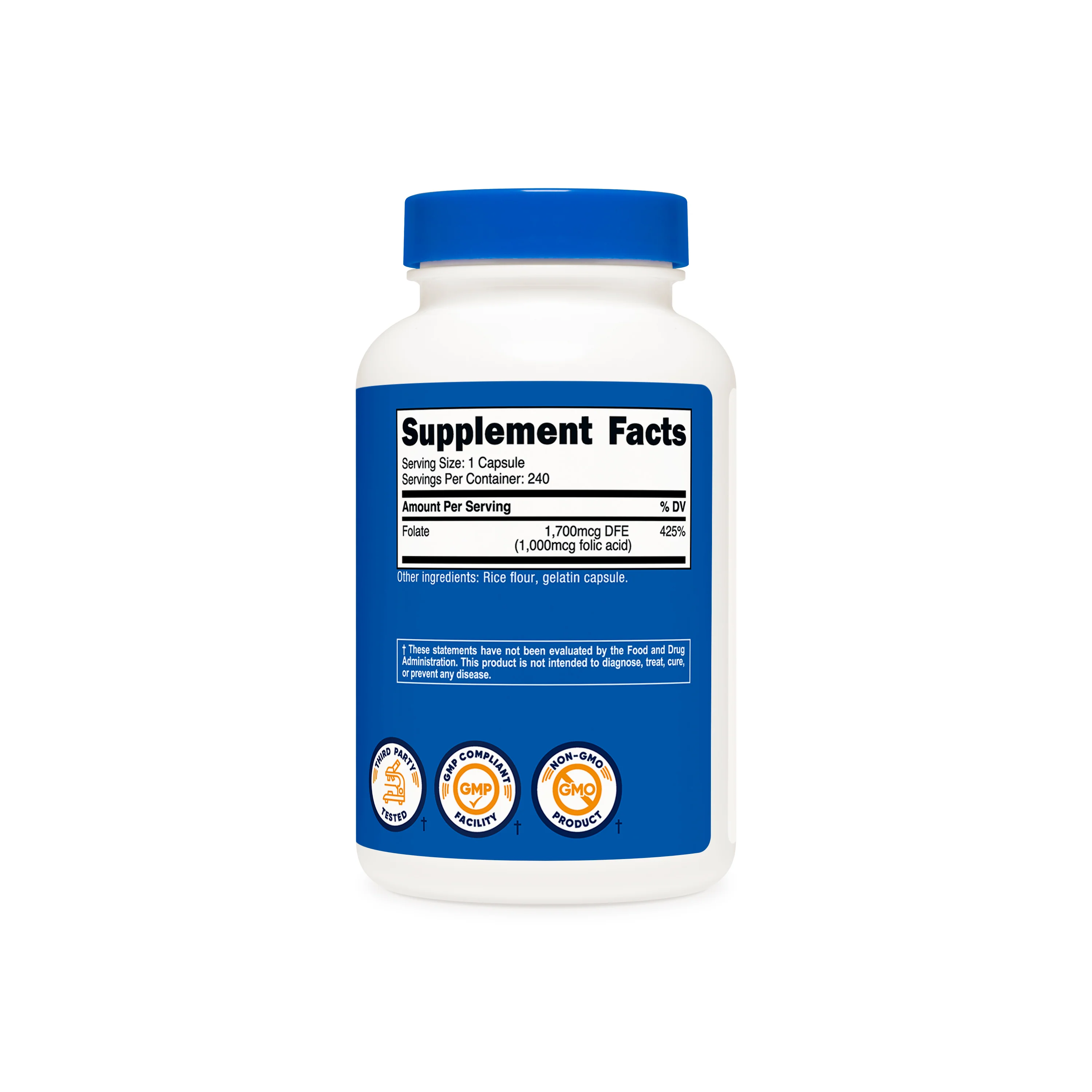 Nutricost Folic Acid (Vitamin B9) Capsules - Image 3