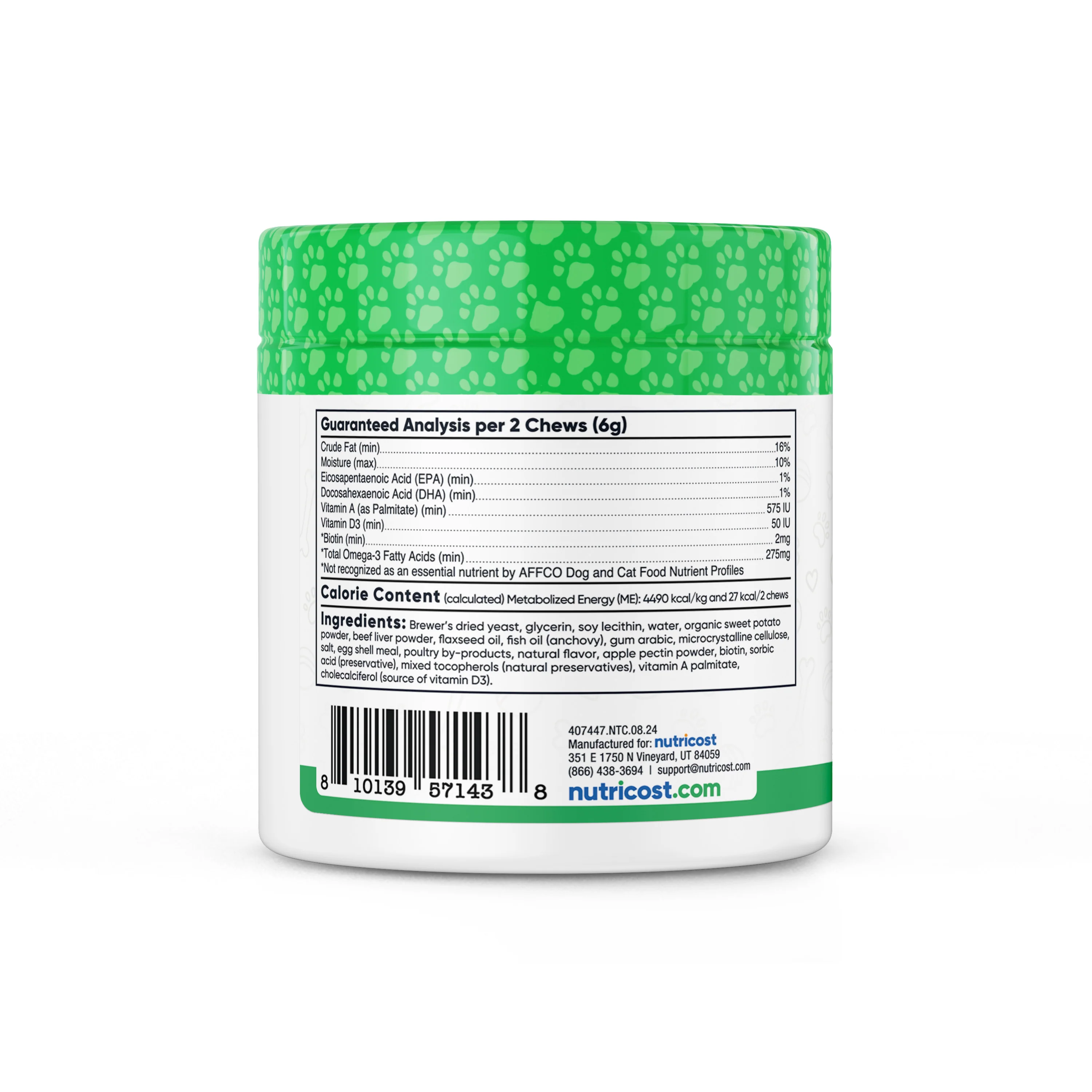 Nutricost Pets Skin & Coat Support [60 Chews] [Beef] - Image 3